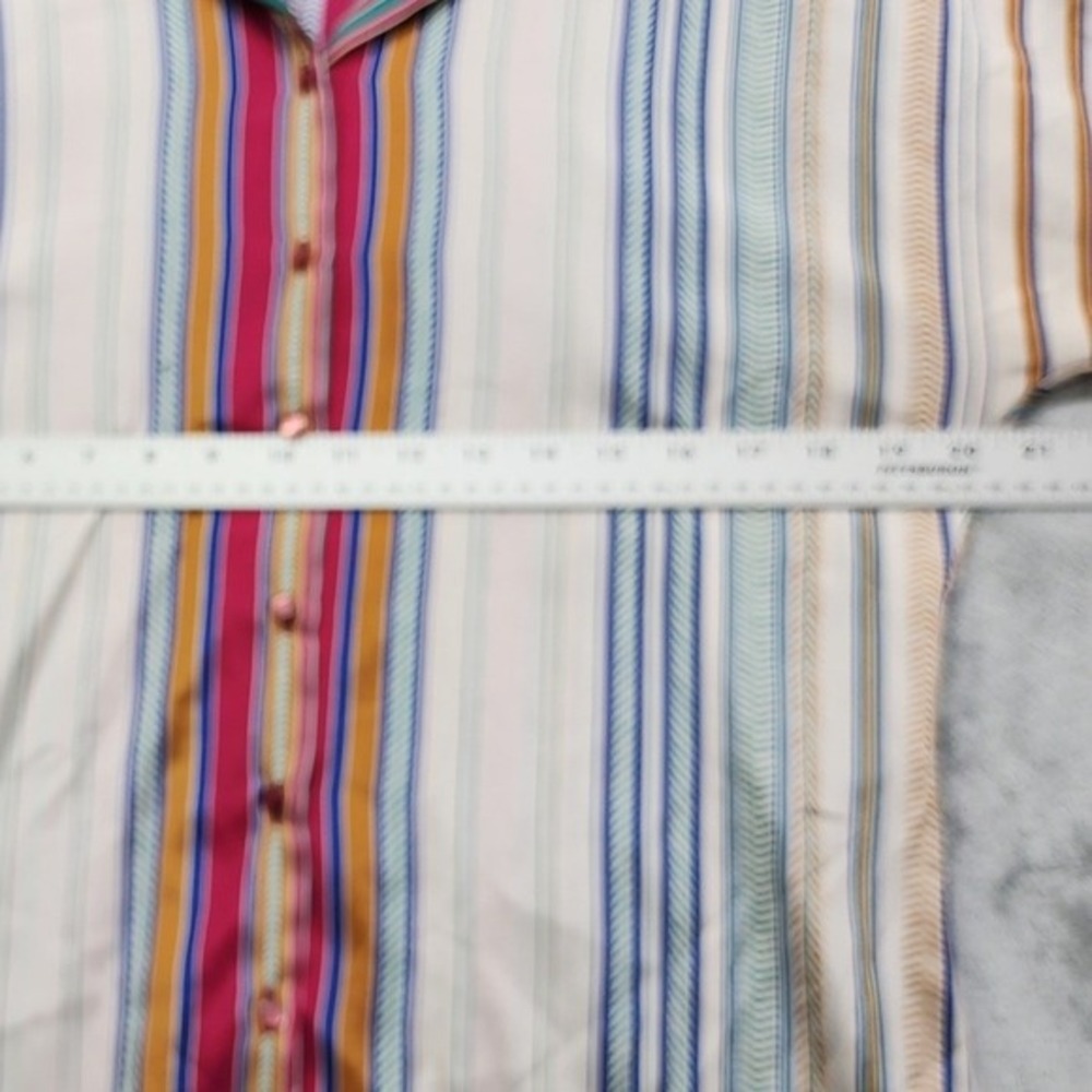 Vintage Its Gailord Top Womens L Multicolor Striped Button Down Balloon Sleeve - Picture 8 of 10